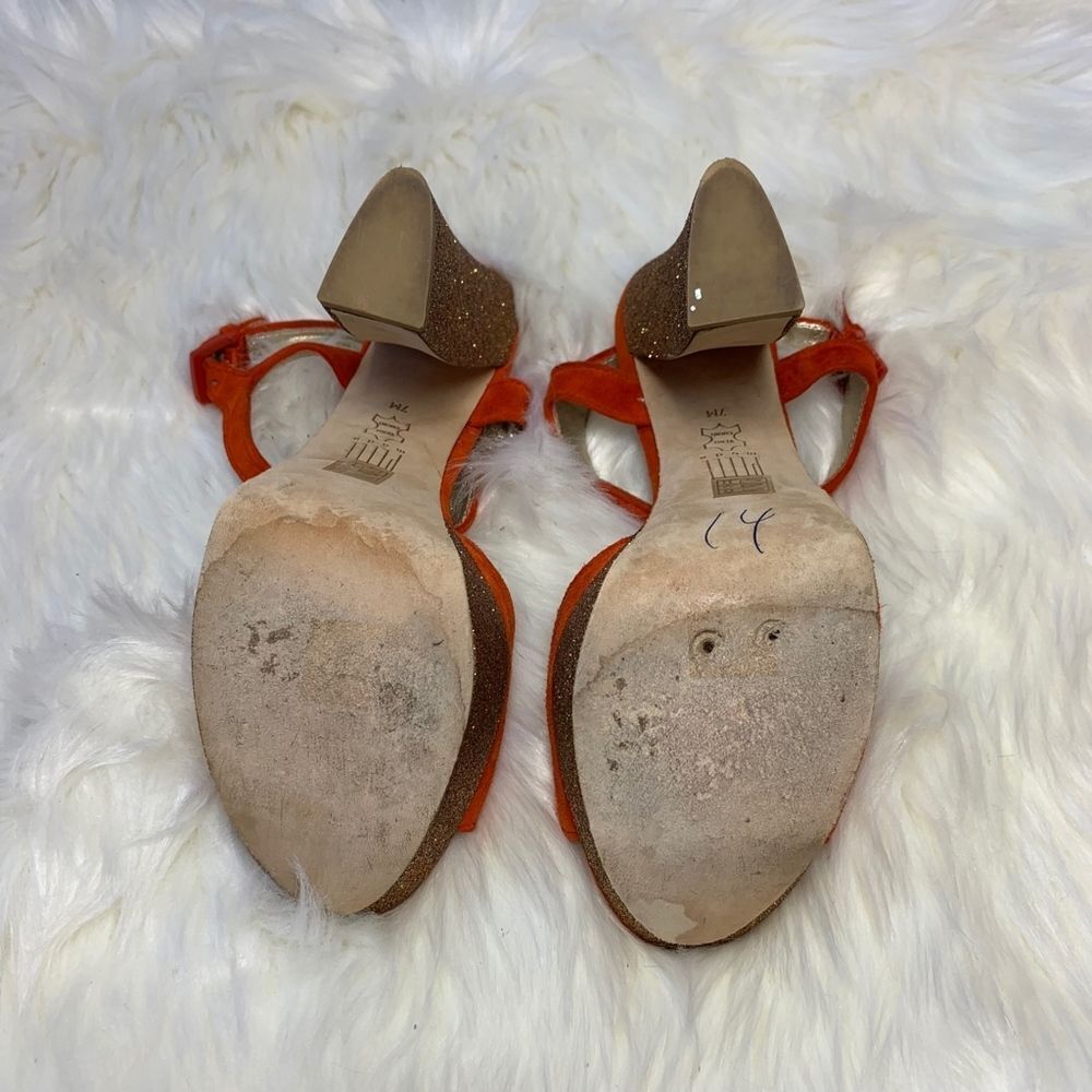 Pelle Moda Orange Suede Glitter Platform Shoes - Picture 6 of 6